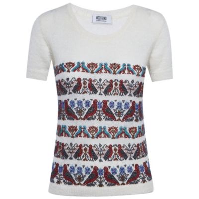 Pre-Owned Moschino Women's Cheap And Chic Beaded Mohair Shirt Sleeve Sweater