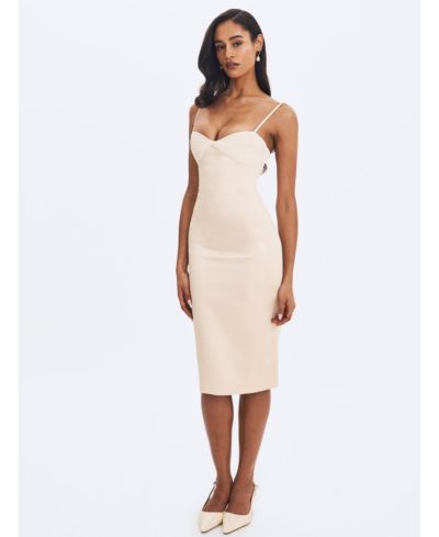 Miss Circle Women's Gracie Butter Ruched Satin Midi Dress