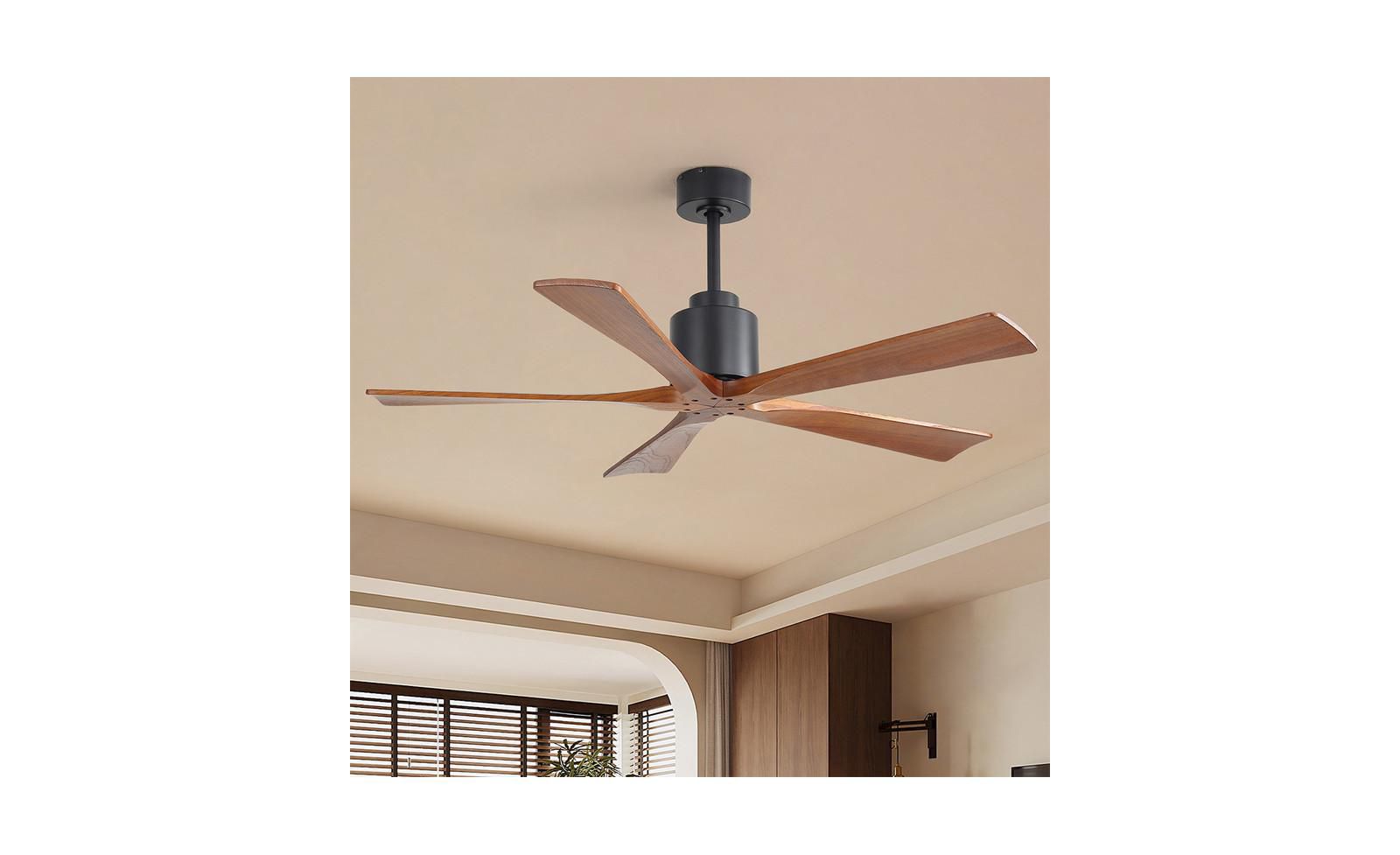 Sofucor 52-inch Modern Black 5-Blade without Light Ceiling Fan with Remote Control and Timing Function