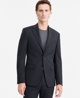Calvin Klein Mens Slim-Fit Wool-Blend Pinstripe Suit Jacket