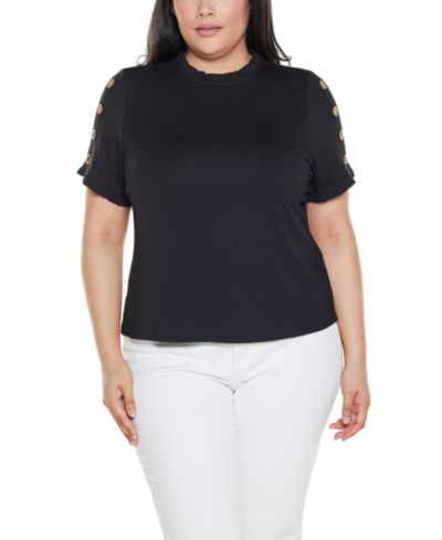 Belldini женский трикотажный топ Plus Size с отделкой рюшами