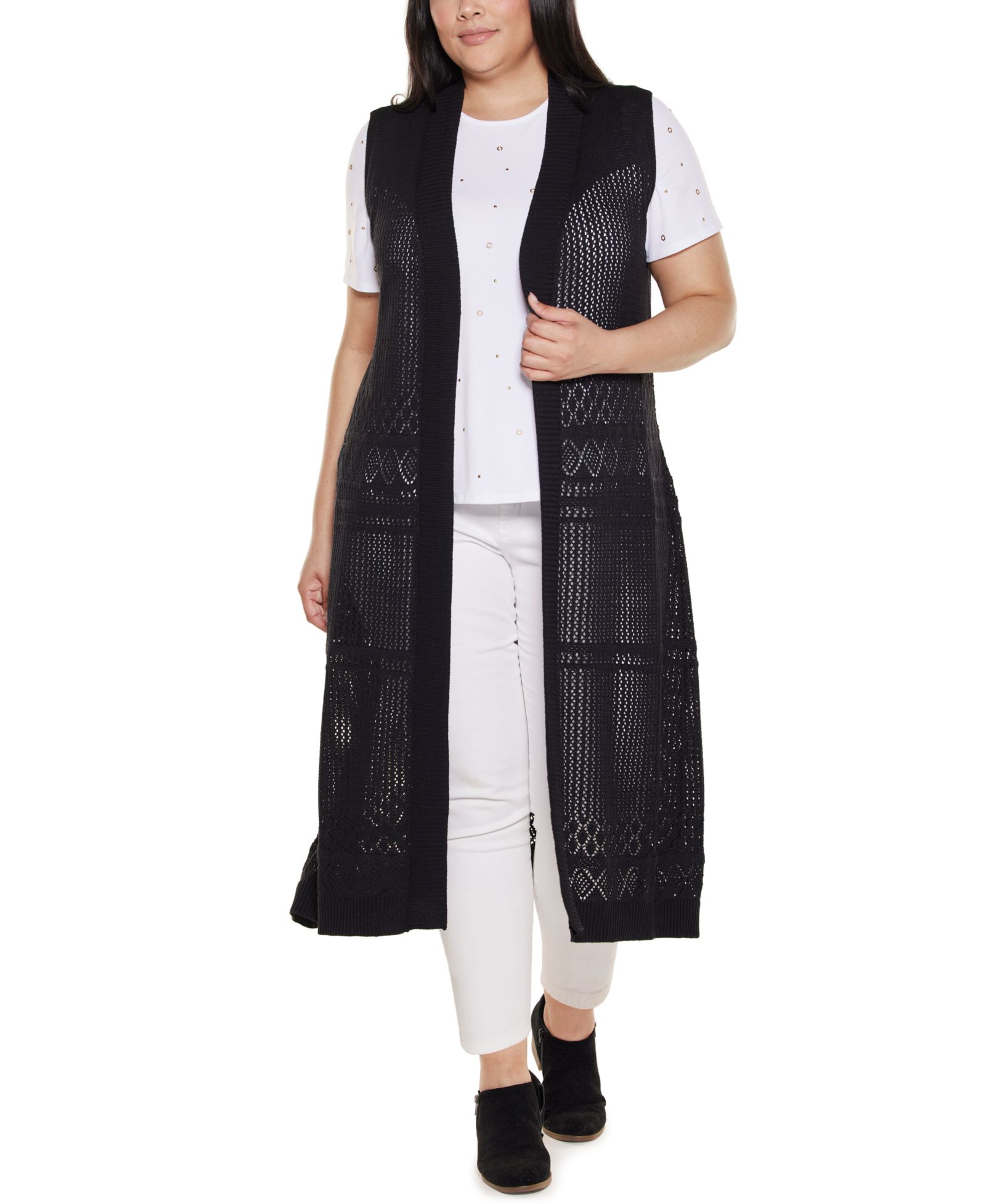 Женский кардиган Belldini Plus Size Pointelle Sleeveless Duster