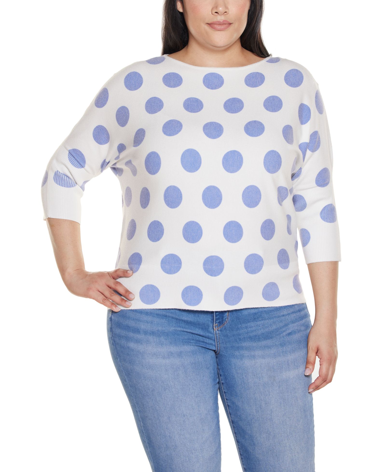 Свитер Belldini Plus Size Boatneck Dot-Pattern