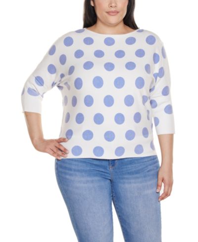 Свитер Belldini Plus Size Boatneck Dot-Pattern