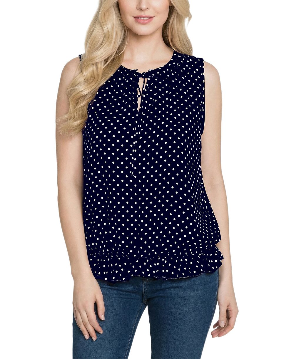 NY Collection Petite Sleeveless Ruffle Flounced Blouse