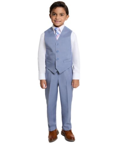 Haggar SmartWash Boys' 4T-7 V-Neck Vest, Pants, Long-Sleeve Shirt and Tie, 4-Piece Set