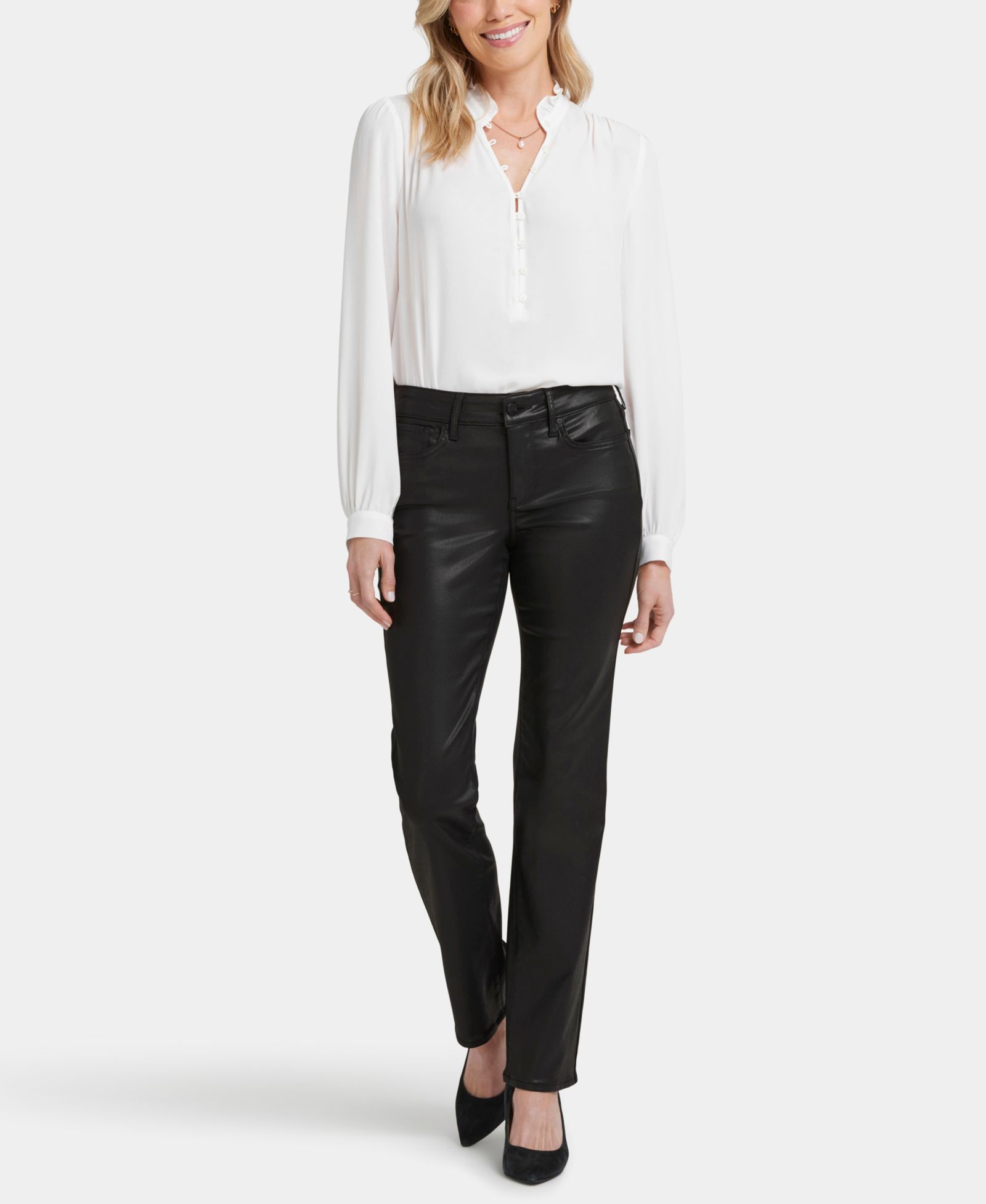 NYDJ Petite Coated Marilyn Straight Jeans