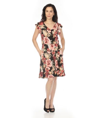 White Mark Women's V-Neck Empire Dress