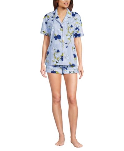 Женский комплект пижамы Lands' End из хлопка poplin, топ с коротким рукавом и шорты