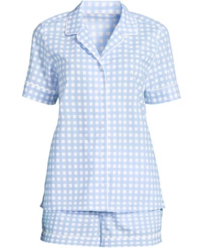 Женский комплект пижамы Lands' End из хлопка poplin, топ с коротким рукавом и шорты