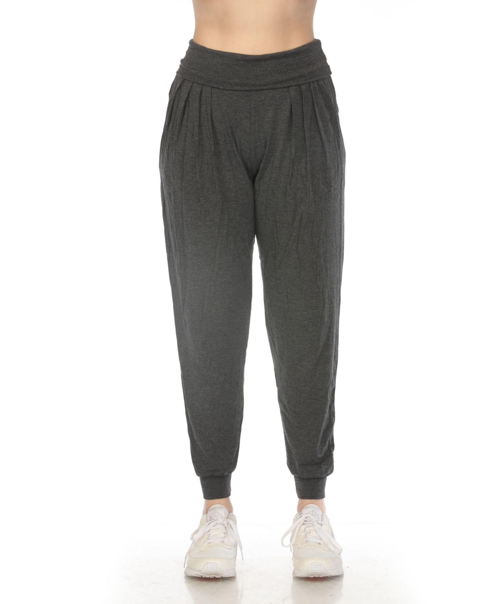 White Mark Women's High-Waist Pleated Lounge Pants