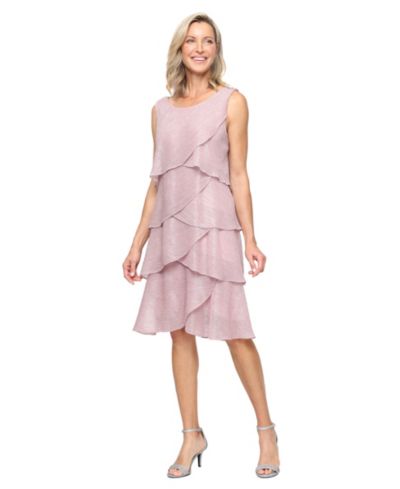 SL Fashions Women’s Crewneck Sleeveless Tiered Dress