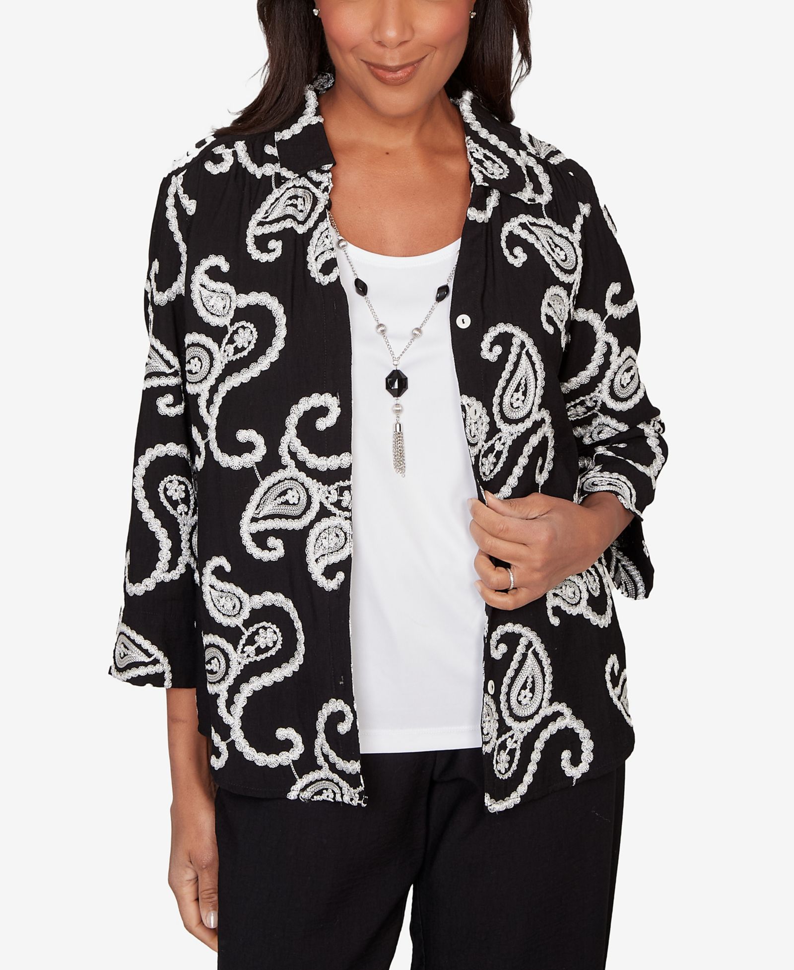 Alfred Dunner Женский топ Alfred Dunner Crowd Pleaser Paisley вышитый