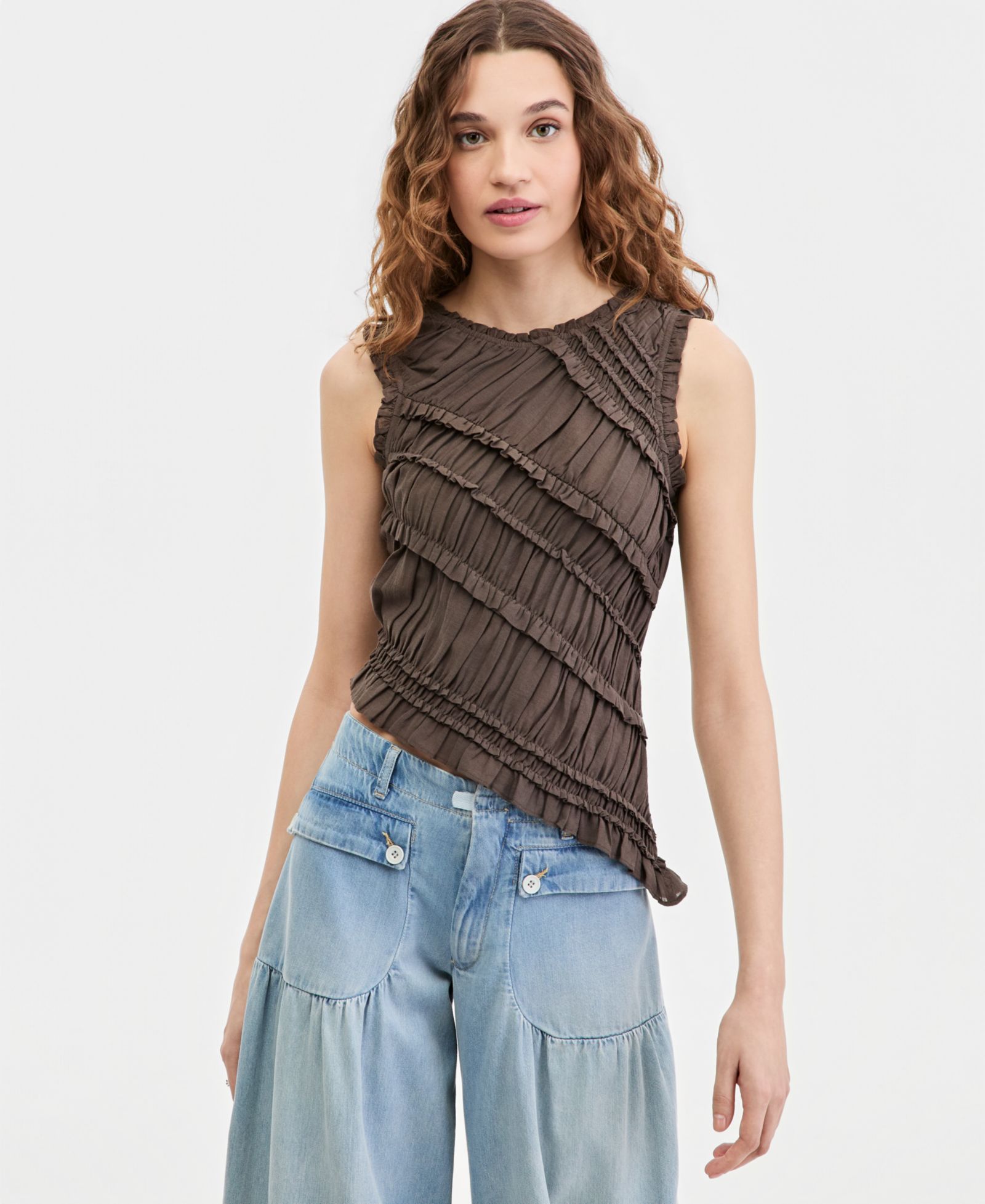 Free People Женский топ без рукавов smocked