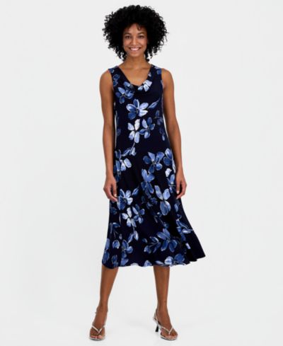Женское миди-платье Robbie Bee Printed Drape-Neck Sleeveless