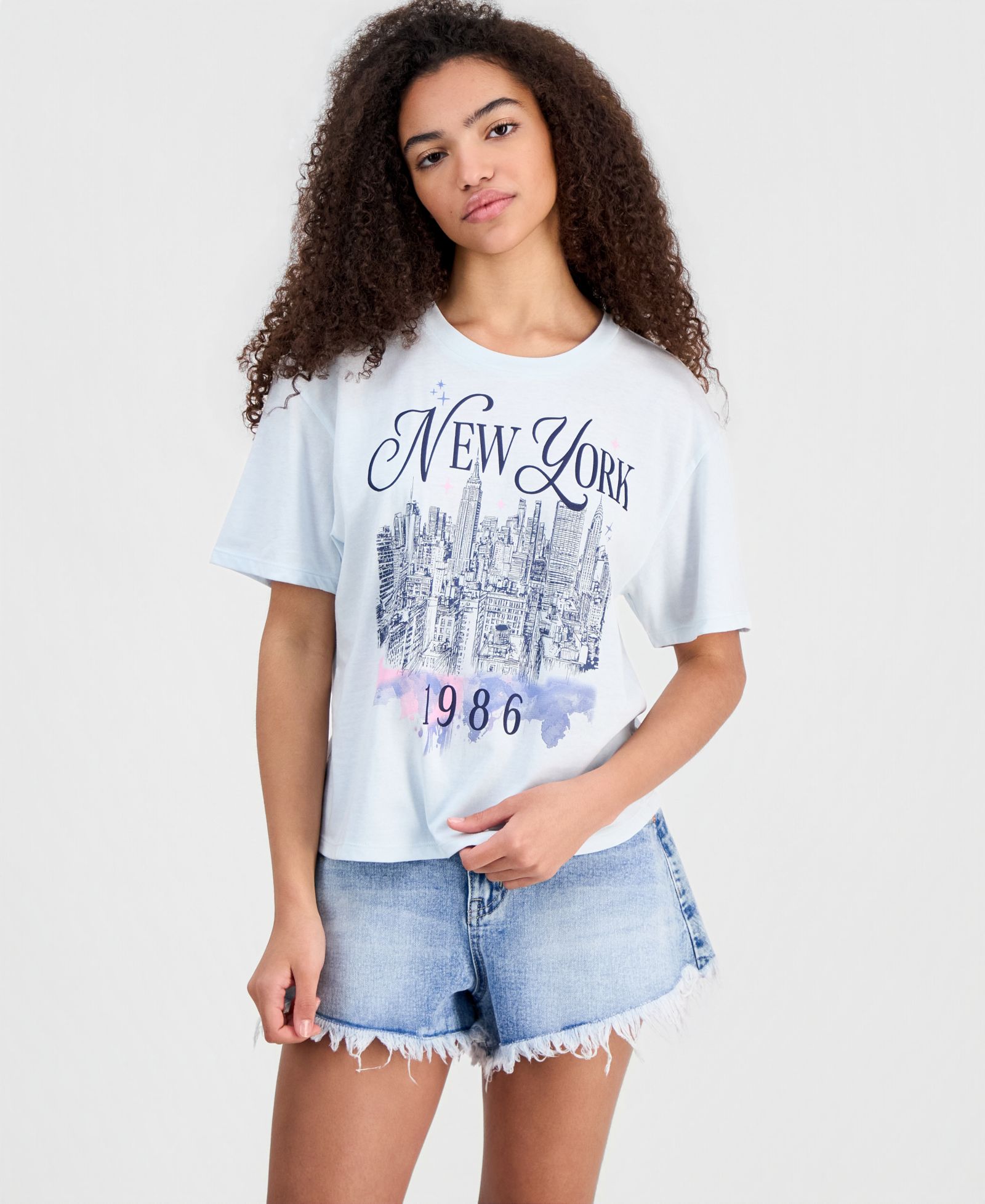 Rebellious One Juniors' New York Skyline Graphic T-Shirt