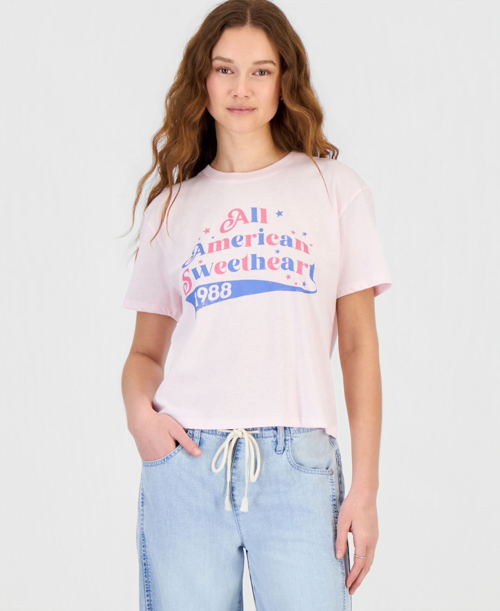 Rebellious One Juniors' American Sweetheart Graphic Print T-Shirt