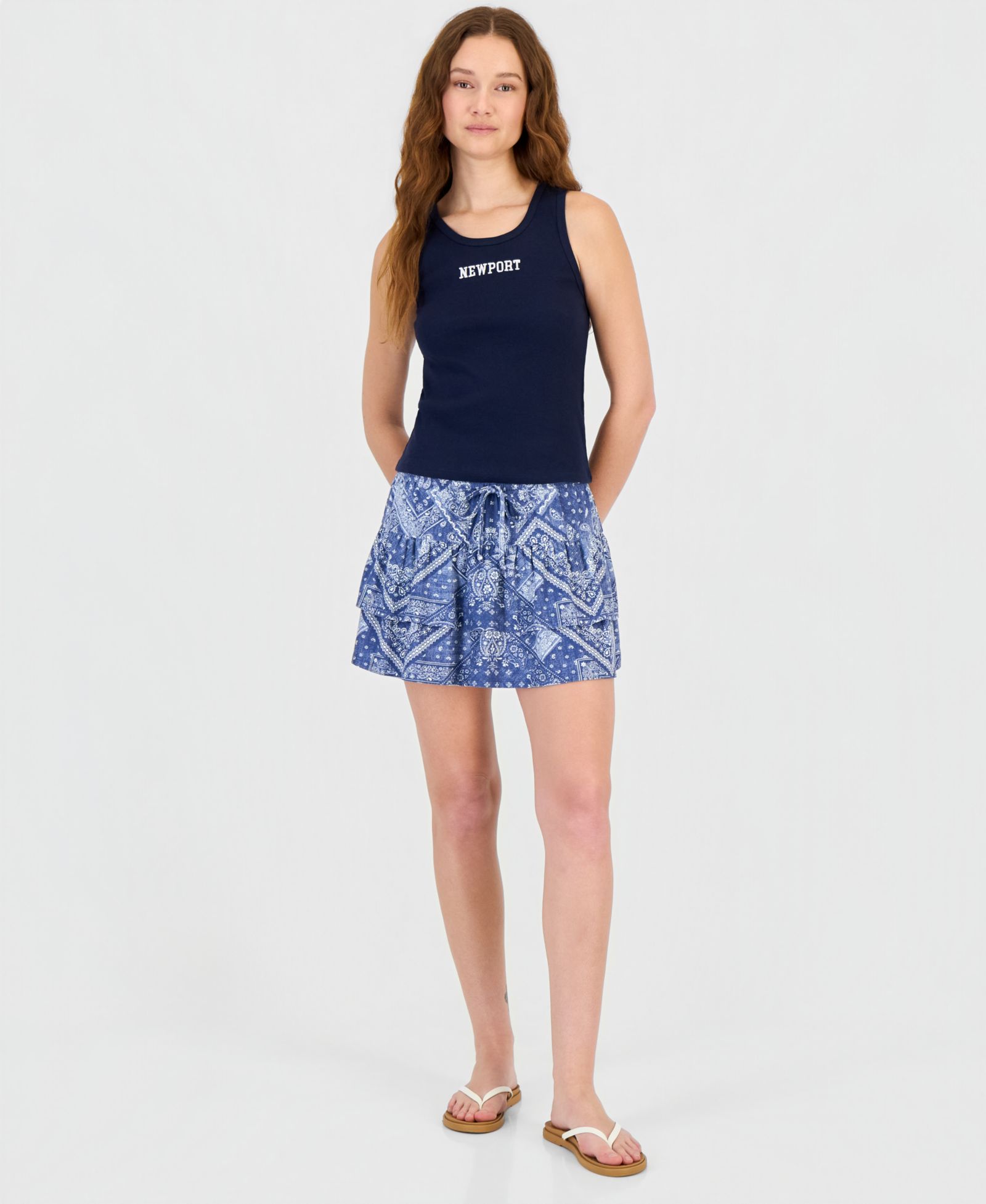 Sincerely Jules Juniors' Tiered Drawstring Mini Skort