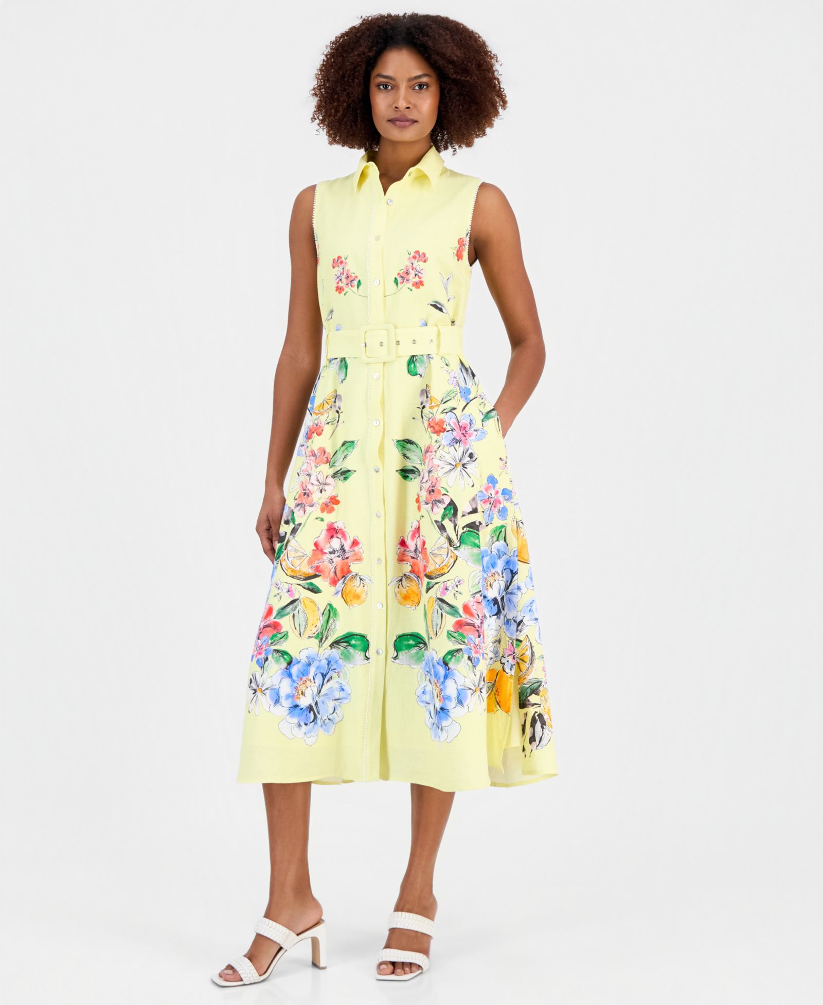 Женское платье-рубашка T Tahari Sleeveless Belted