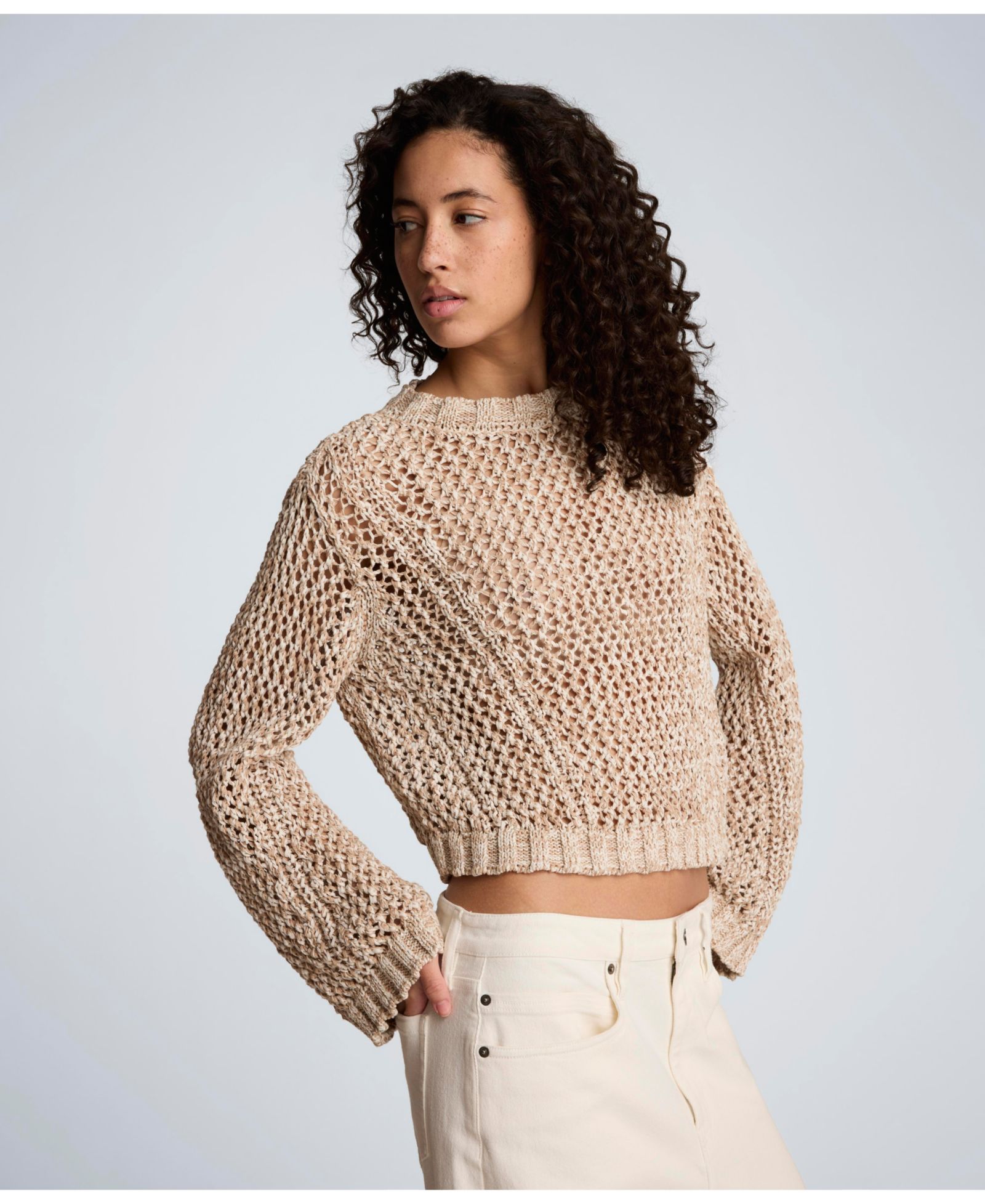 Kenneth Cole Women's Two Tone Open Stitch Pull-On Top