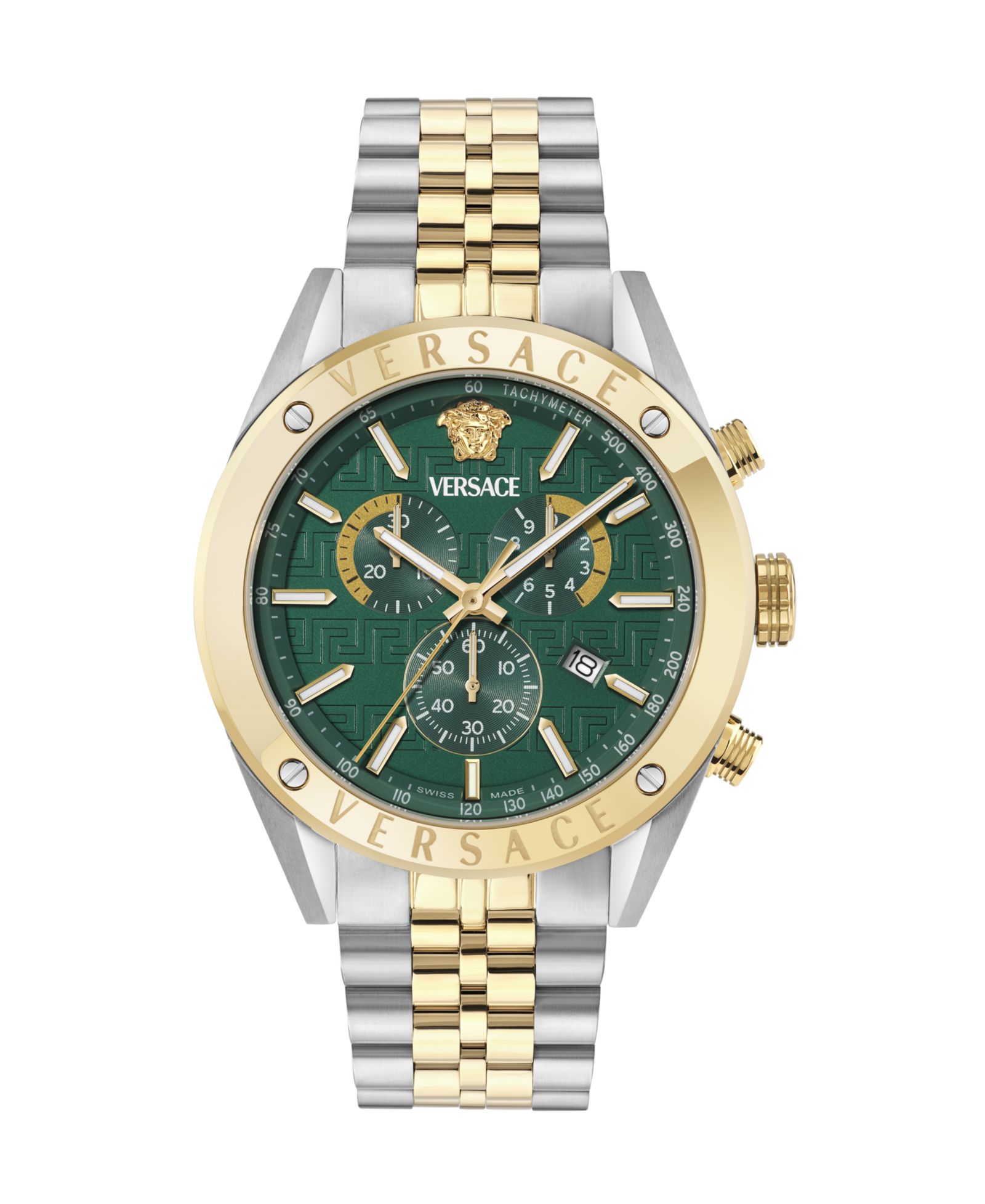 Versace Men's Athletic Two-Tone Stainless Steel Bracelet Watch, 44mm