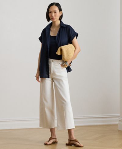 Lauren Ralph Lauren Petite High-Rise Wide-Leg Cropped Jeans