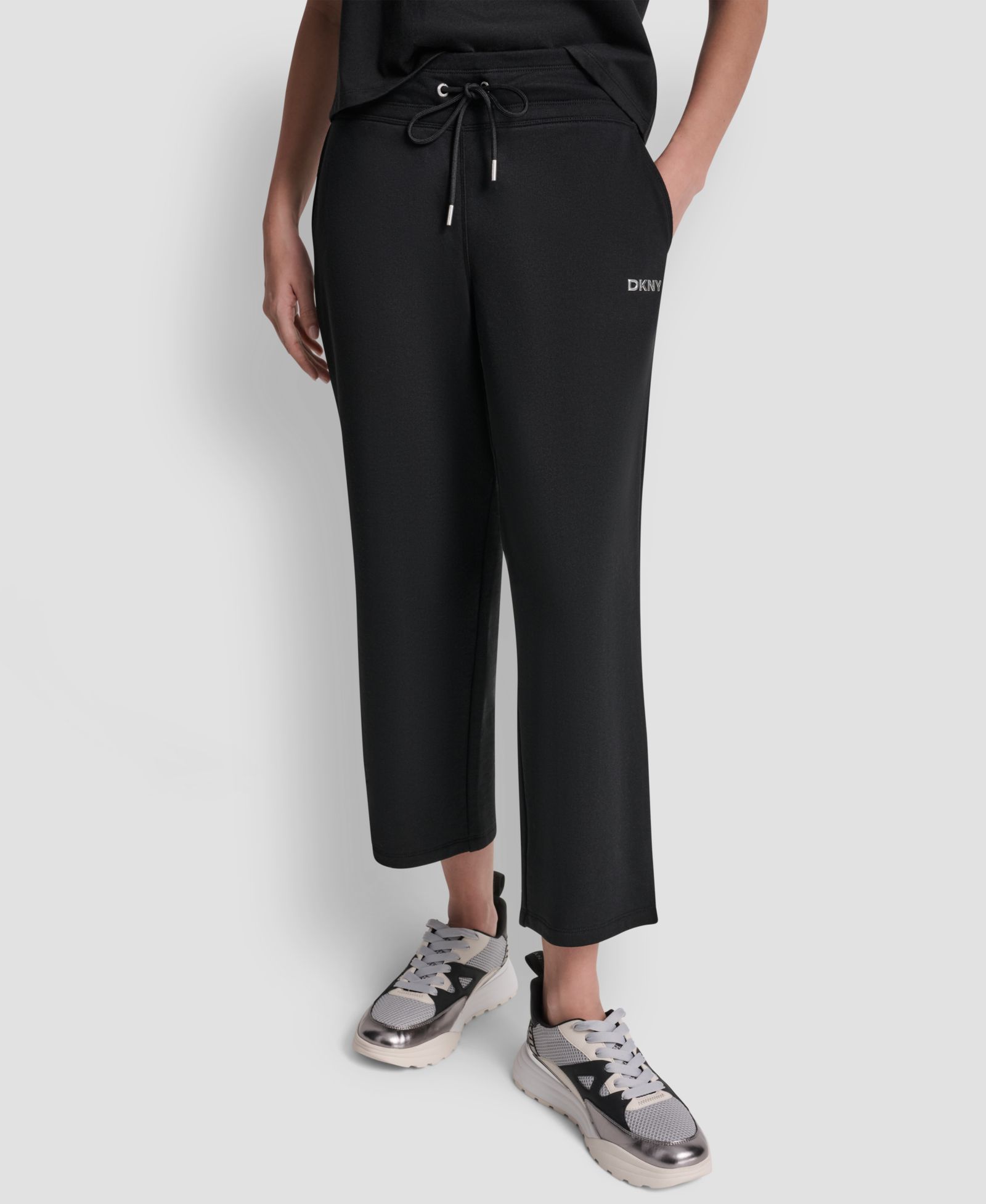 DKNY Sport Women's Metallic Bubble Logo Crop Pants