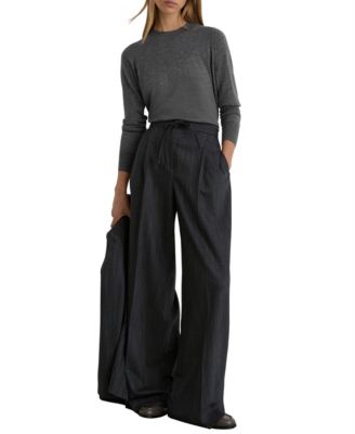 REISS Women's Merino Wool Fine-Ribbed Crewneck Sweater