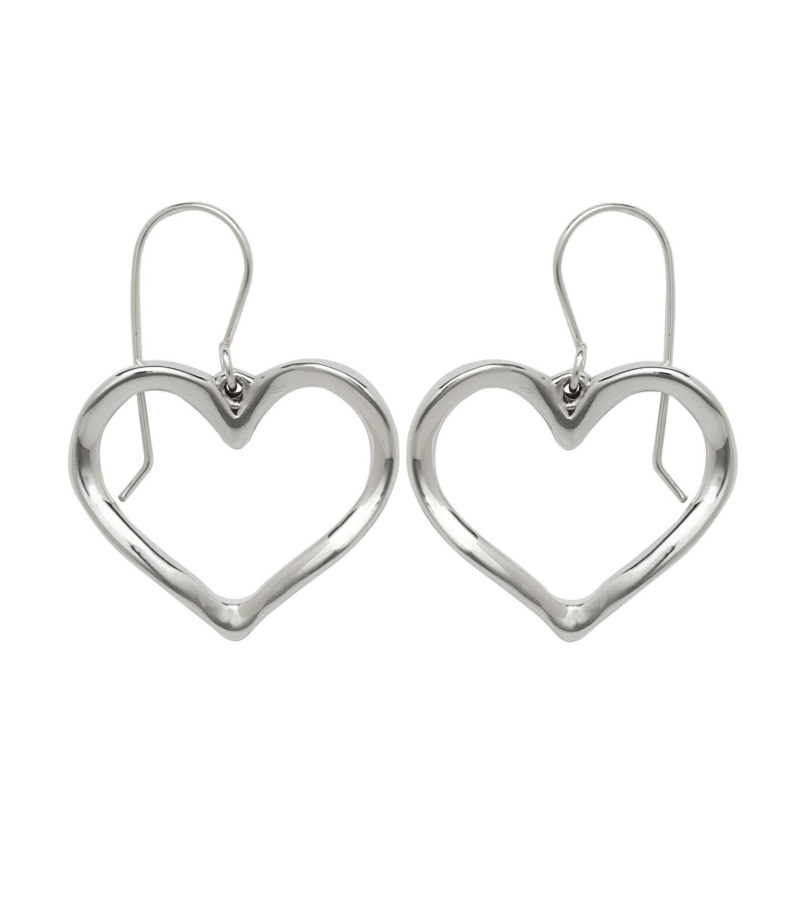 Curata Jewelry 925 Sterling Silver Large Open Heart Dangle Hook Earrings