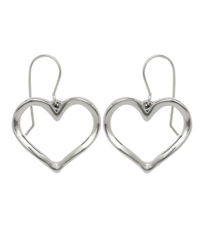 Серьги Curata Jewelry 925 Sterling Silver Large Open Heart Dangle Hook