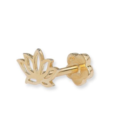 Curata Jewelry серьга-лабрет для хряща из полированного 14k желтого золота в форме цветка лотоса