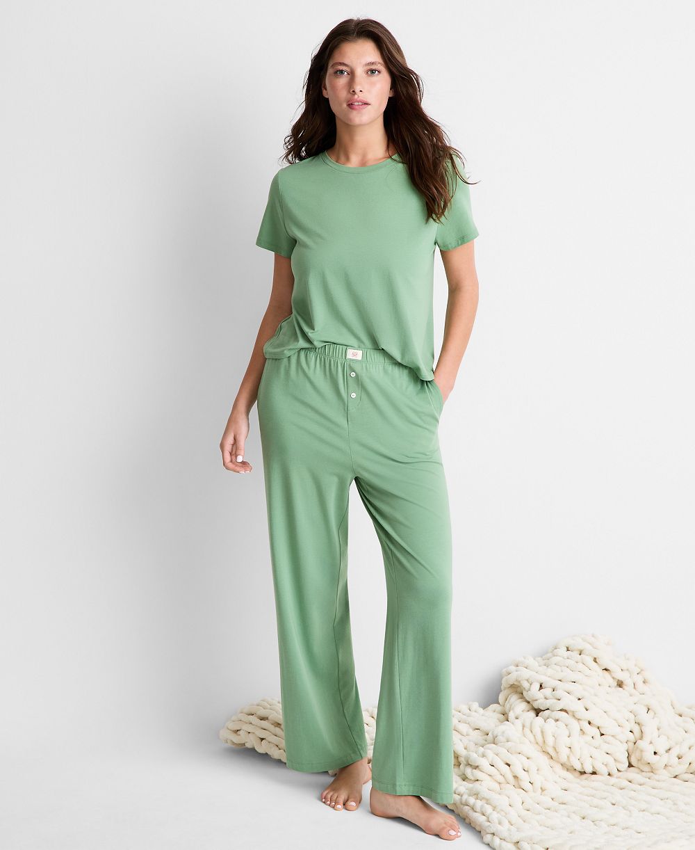 State of Day Women's Short-Sleeve Crewneck Cotton-Blend T-Shirt and Pants Set, Macy's Exclusive