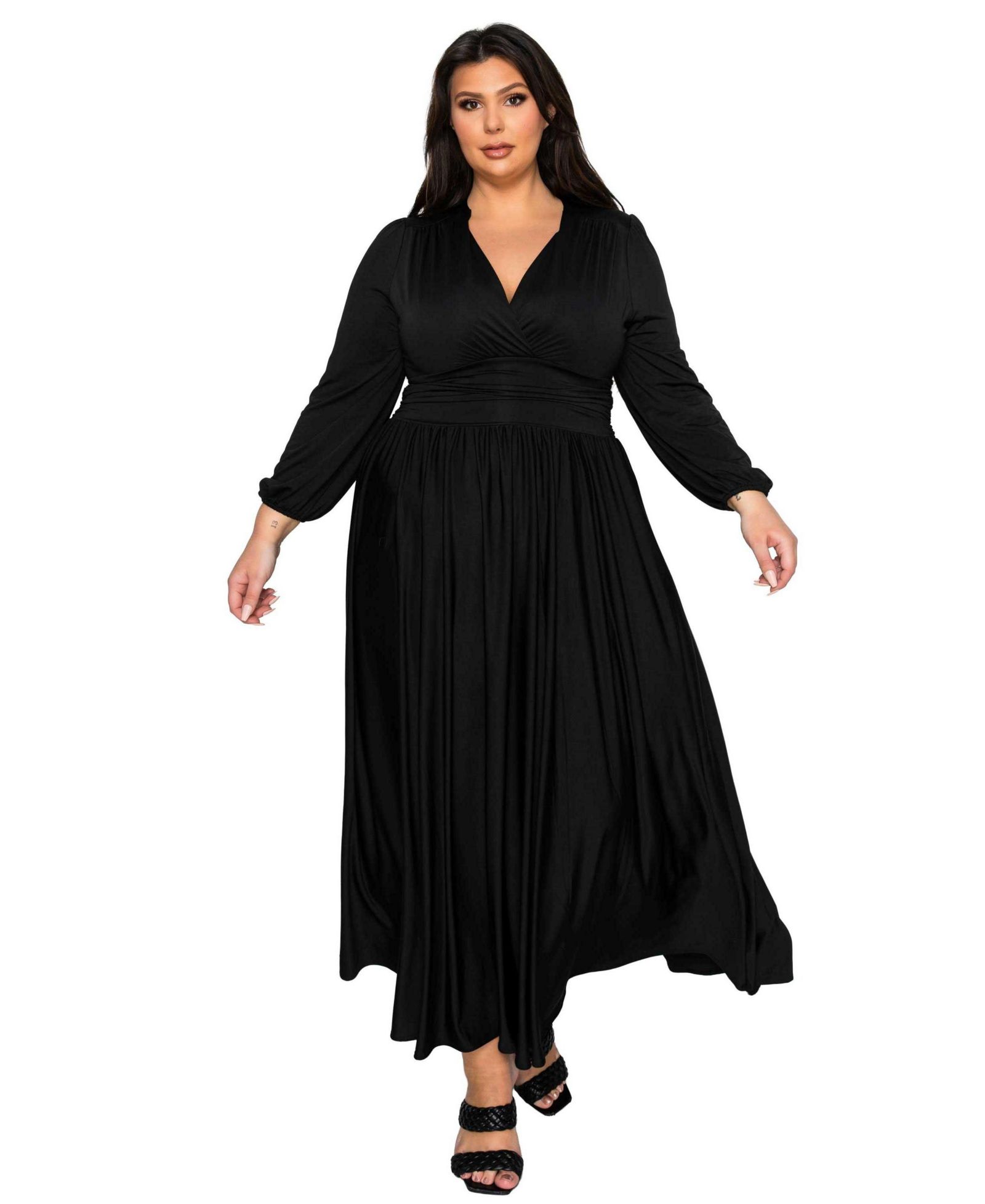 L I V D Plus Size Solene Empire Waist Dress