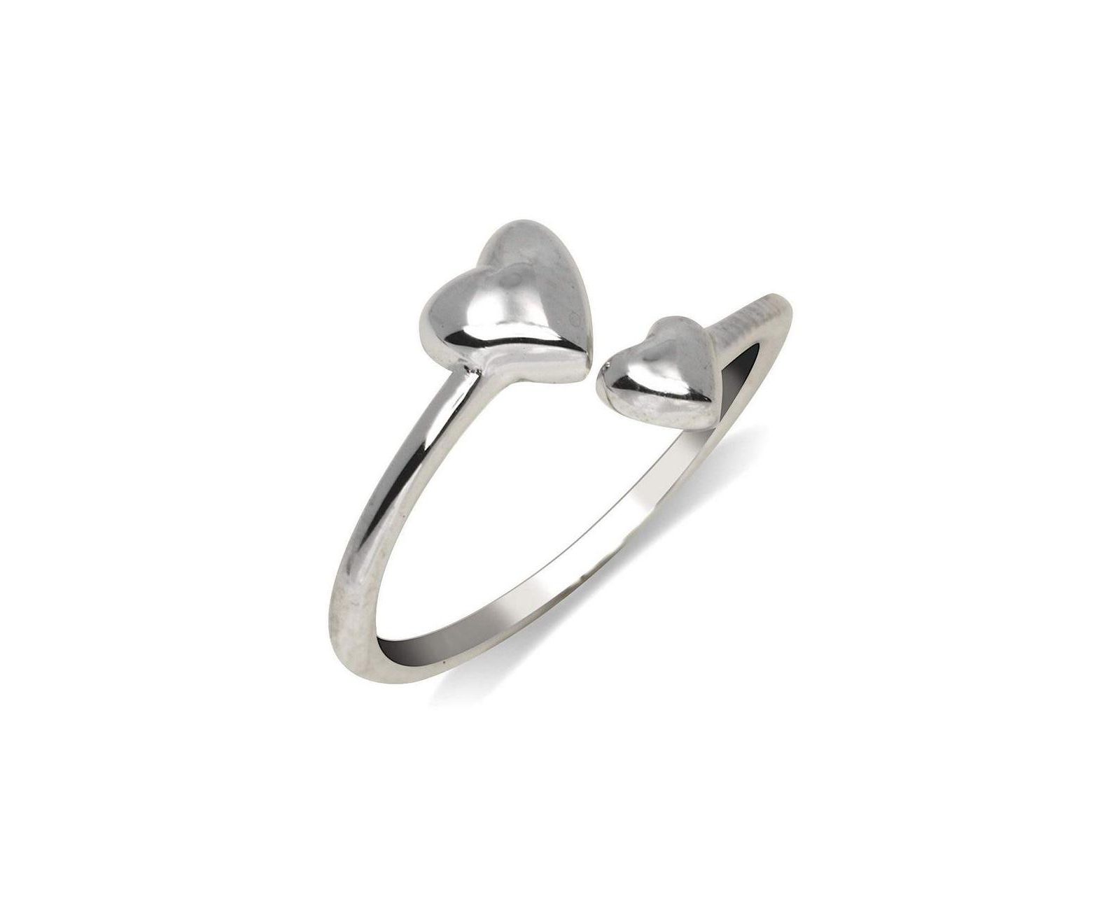 Curata Jewelry  Solid 10k Yellow or White Gold 3mm Polished Double Hearts Adjustable Toe Ring