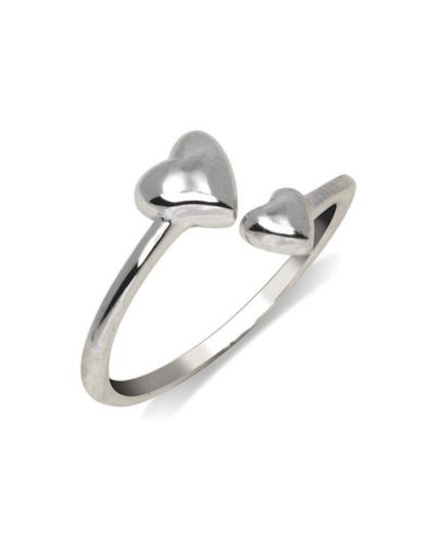 Curata Jewelry  Solid 10k Yellow or White Gold 3mm Polished Double Hearts Adjustable Toe Ring