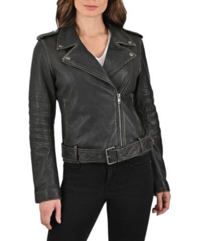 Frye Women's Women s Sheep Crack Leather Jacket