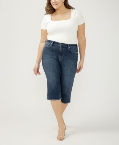Джинсы Silver Jeans Co. Plus Size Isbister с высокой посадкой, кэпри
