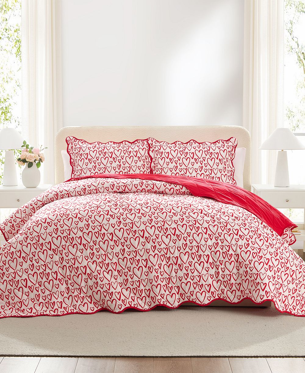 Комплект постельного белья Hallmark Heart Strings 3-Pc. Quilt Set, King