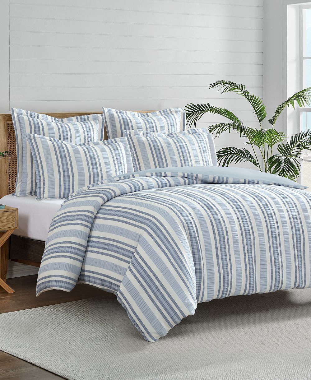 Levtex Home Seaside Stripes текстурированный комплект из 3 предметов Duvet Cover, King