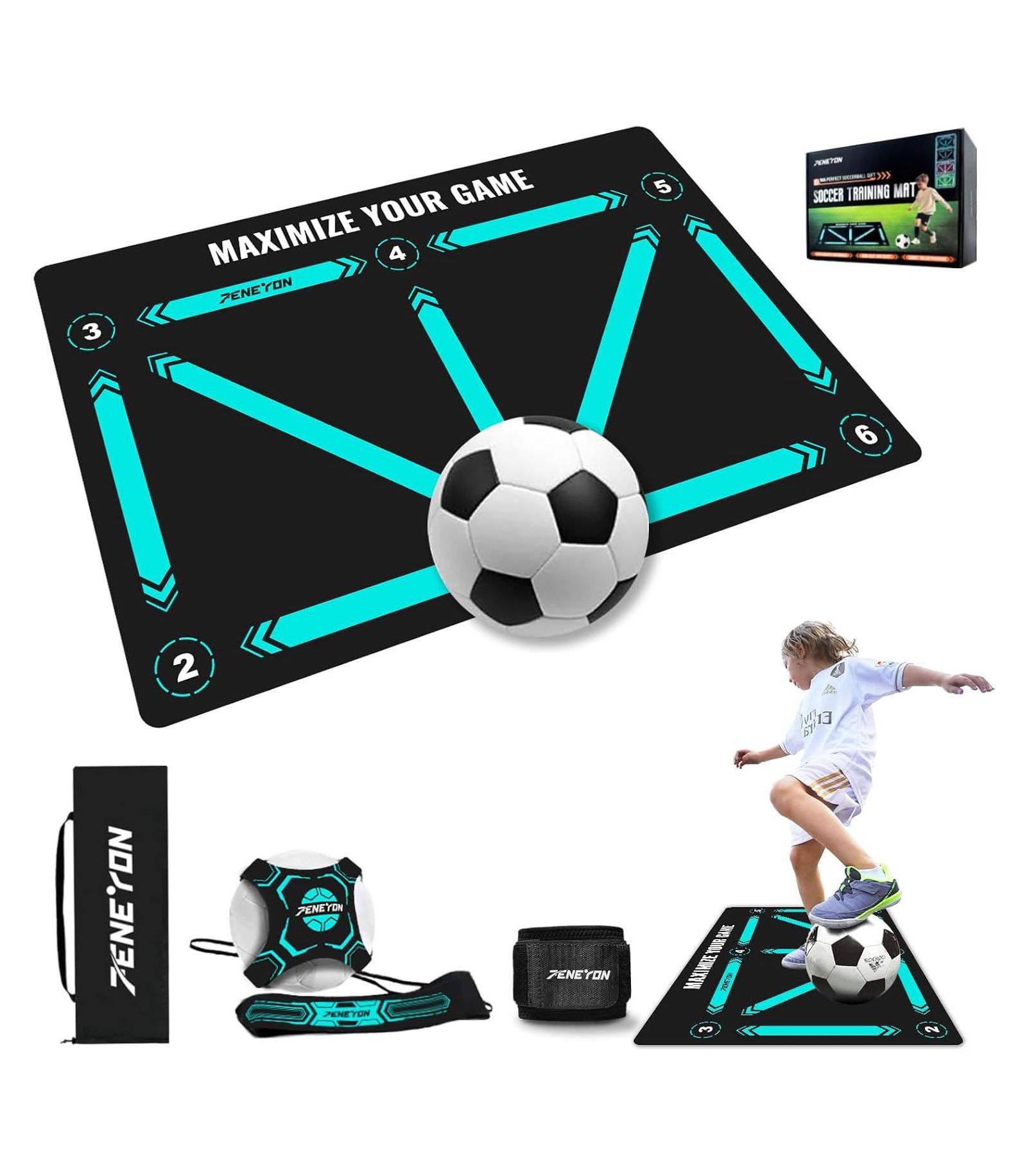 peneyon Футбольный тренировочный мат для ловкости peneyon Football Footstep - нескользящий, бесшумный для всех возрастов и уровней