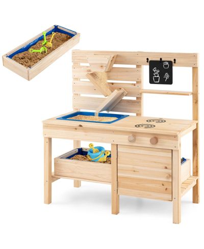 Slickblue Outdoor Play Kitchen with Detachable Sandbox and Removable Sink, Ages 3+