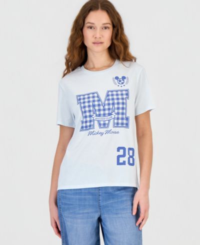 Disney Juniors' Mickey Gingham Graphic Print T-Shirt