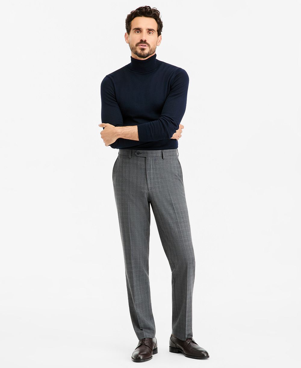 Tallia Men's Classic-Fit Gray & Blue Check Suit Separate Pants
