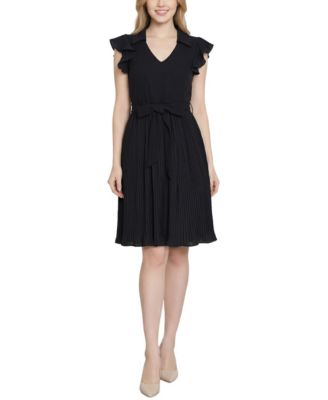 Женское короткое платье NY Collection с плиссировкой и коротким рукавом