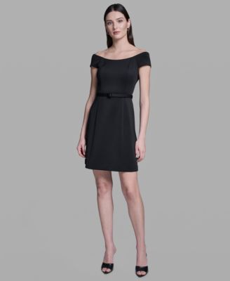 BCBG Женское мини-платье с открытыми плечами и поясом