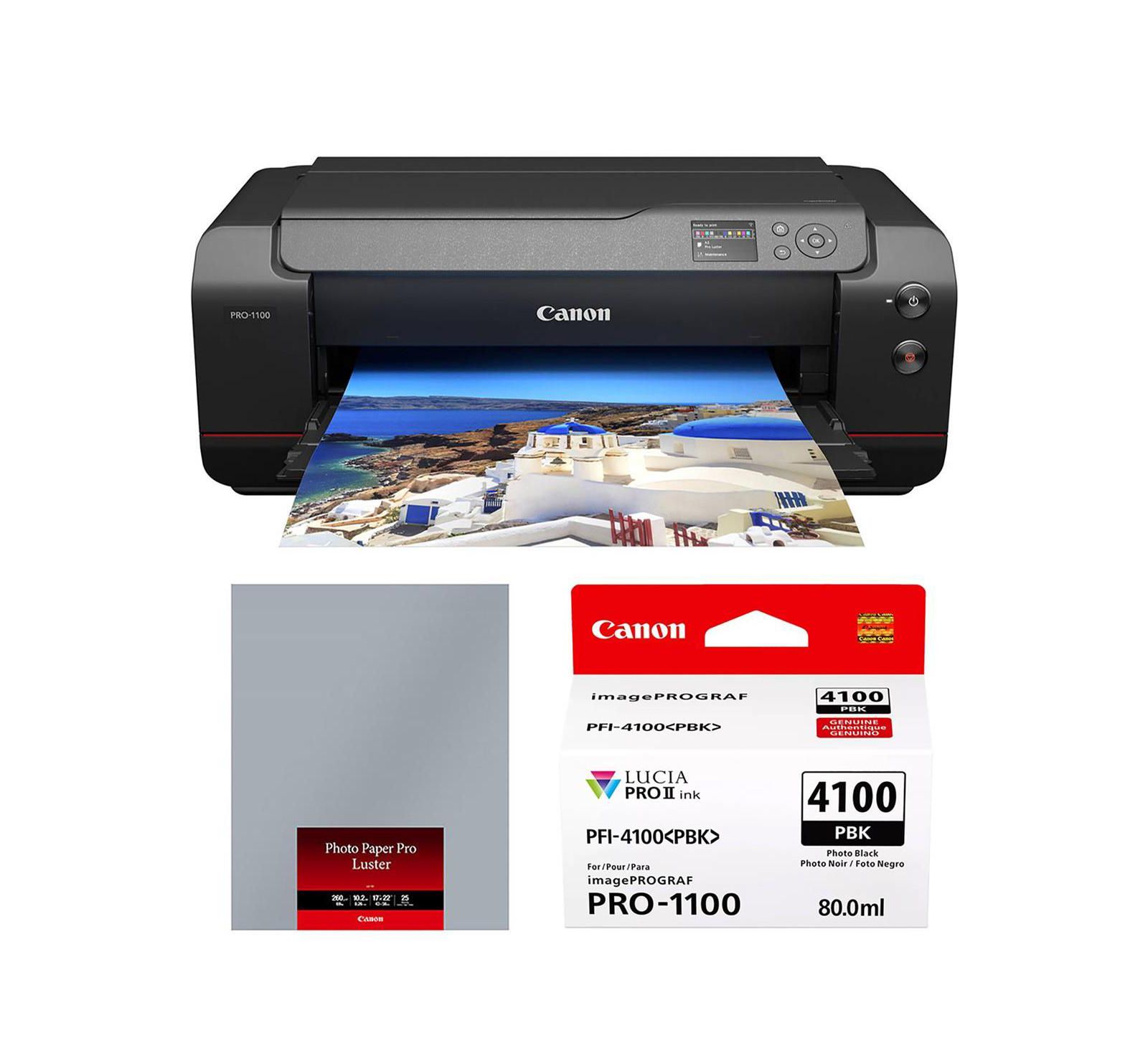 Canon imagePROGRAF PRO-1100 17" профессиональный беспроводной струйный принтер комплект с фотобумагой 17x22" Luster и PFI-4100 Pigment