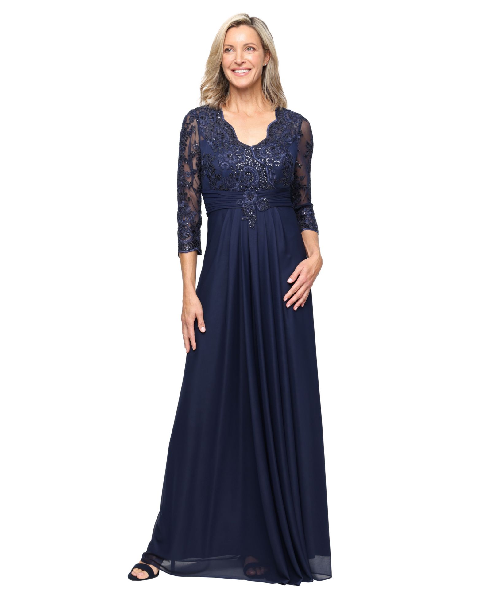 Alex Evenings Petite V-Neck A-Line Gown