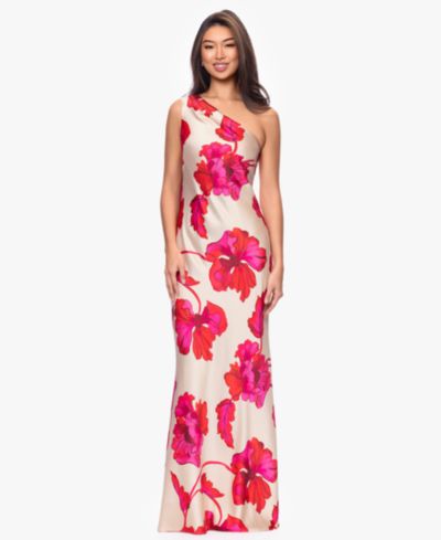 Платье XSCAPE Petite One-Shoulder Printed Gown