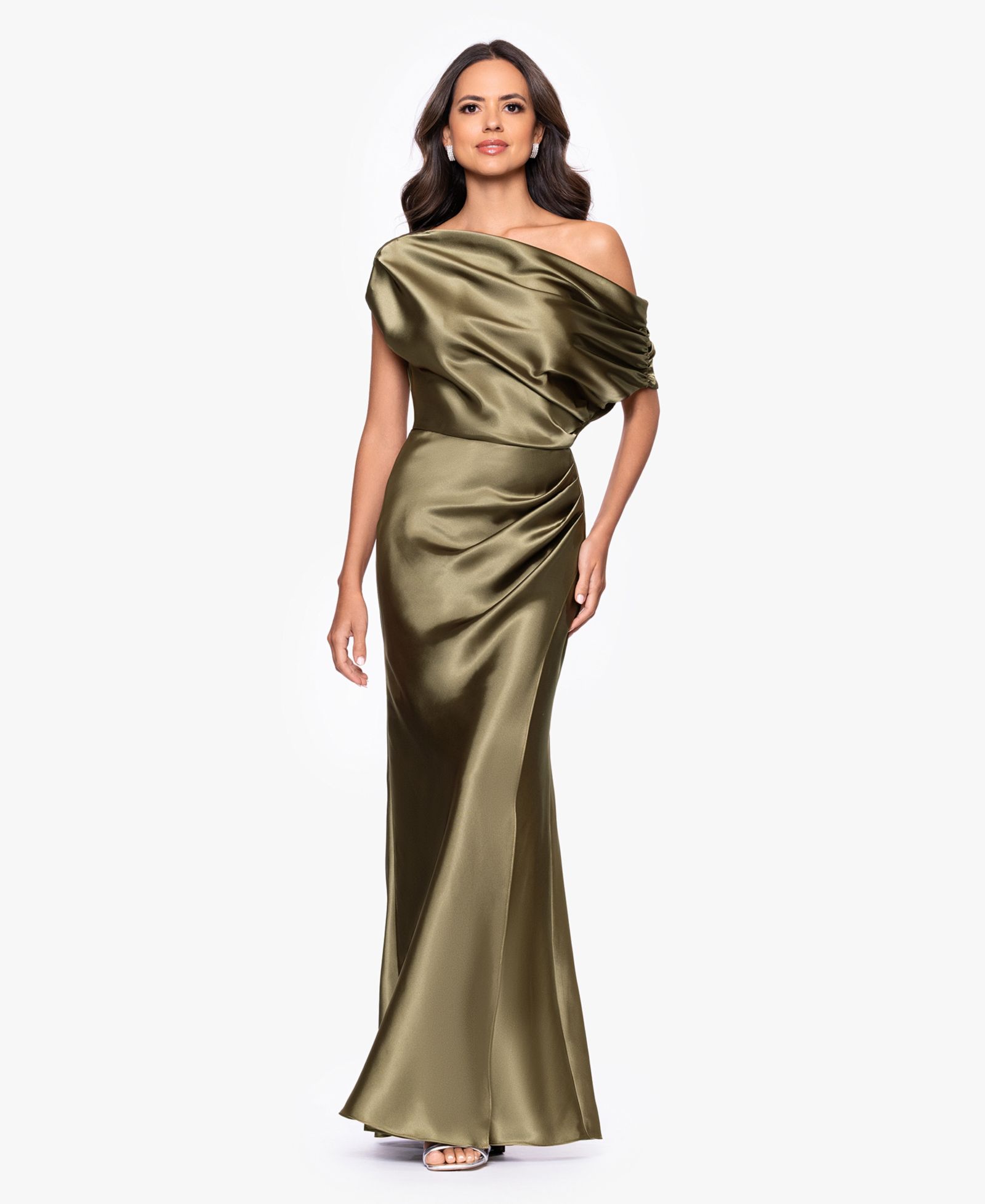 Вечернее бальное платье Petite Betsy & Adam Draped Asymmetrical Neck