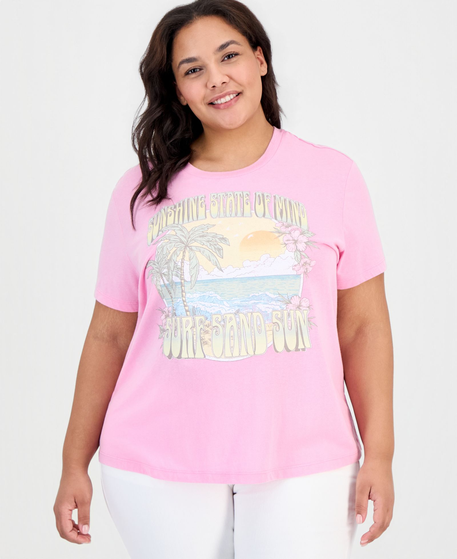 Rebellious One Trendy Plus Sunshine Mineral Wash Graphic Tee, футболка с принтом